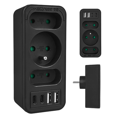 Ndarje rryme Maclean MCE248 F/B, 3x prizë, 2x USB A 2x USB C PD 20W, e zezë