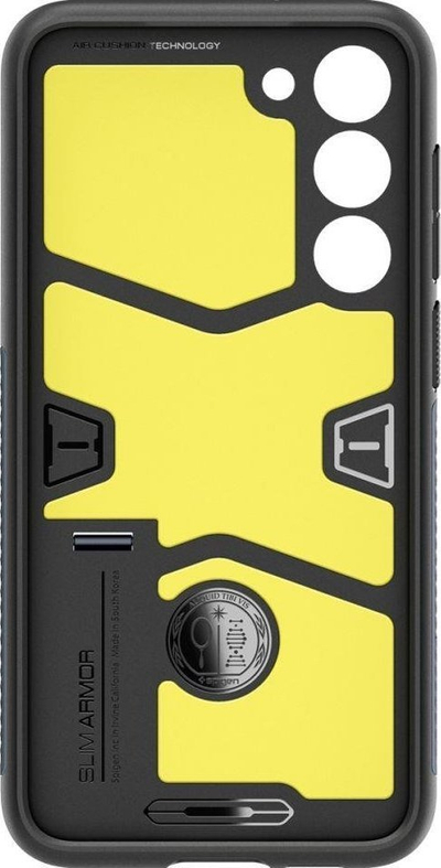 Kllëf telefoni Spigen Slim Armor për Samsung Galaxy S23 Plus, me këmbë mbajtëse, Metal Slate