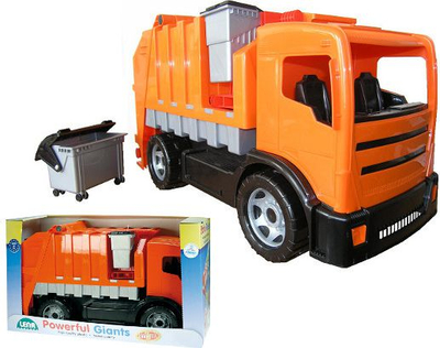 Kamion lodër Lena Garbage Truck Mercedes Actros, 72 cm, deri 100 kg, portokalli