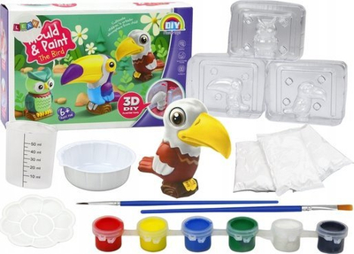 Креативен сет Leantoys Plaster Cast 3D Birds, со бои, за сликање