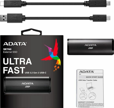 SSD i jashtëm ADATA SE760, 2TB, USB 3.2 Type C, i zi