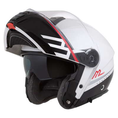 Helmeta moto CASSIDA Modulo 2.1 Compass, touring flip up, Pinlock ready, e bardhë perlë e zezë e kuqe argjend
