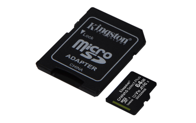 Kartë e memories Kingston Canvas Select Plus, MicroSDXC, 64 GB, Class 10 + përshtatës SD