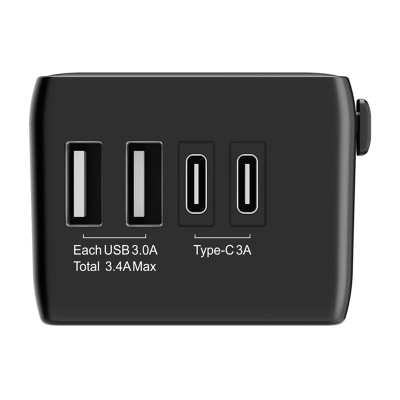 Adapter udhëtimi BlitzWolf BW-TA1, 4 në 1, 2x USB USB-C PD 20W, i zi