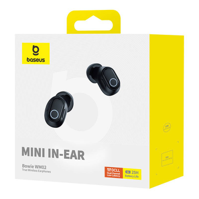 Kufje Bluetooth Baseus WM02 TWS, pa tela, me kuti karikimi, të zeza