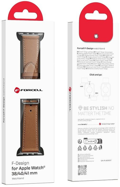 Rrip ore Forcell F Design FA20 për Apple Watch 38 40 41mm, lëkurë eko, kafe