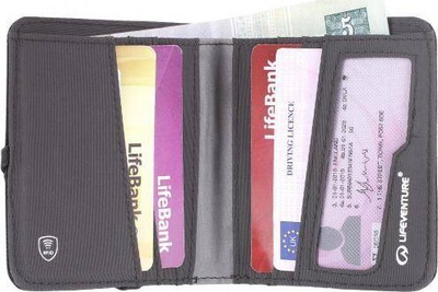 Portofol për karta RFID Compact, 10 cm, canvas, gri