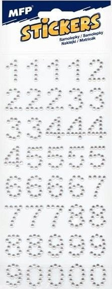 Sticker dekorativ me rhinestones digits, 40 copë, 19mm, shumëngjyrëshe