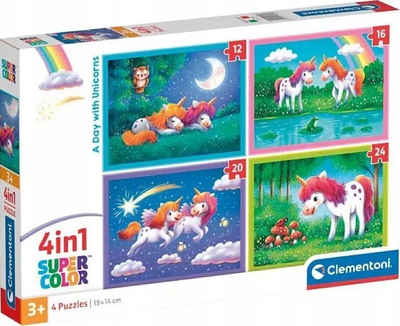 Puzzle Clementoni Unicorn, set me 4 puzzle, 12‑24 copa, shumëngjyrësh
