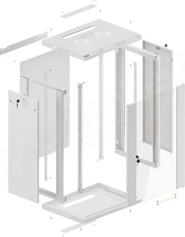 Kabinet rrjeti Lanberg WF01-6418-10S, 19", 18U, gri