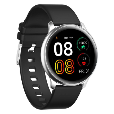 Smartwatch G.Rossi SW010-13, ekran i rrumbullakët, rrip silikoni, i zi
