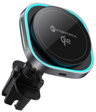 Mbajtëse makine FORCELL F-GRIP F-07, magnetike, karikim wireless 15W, gri