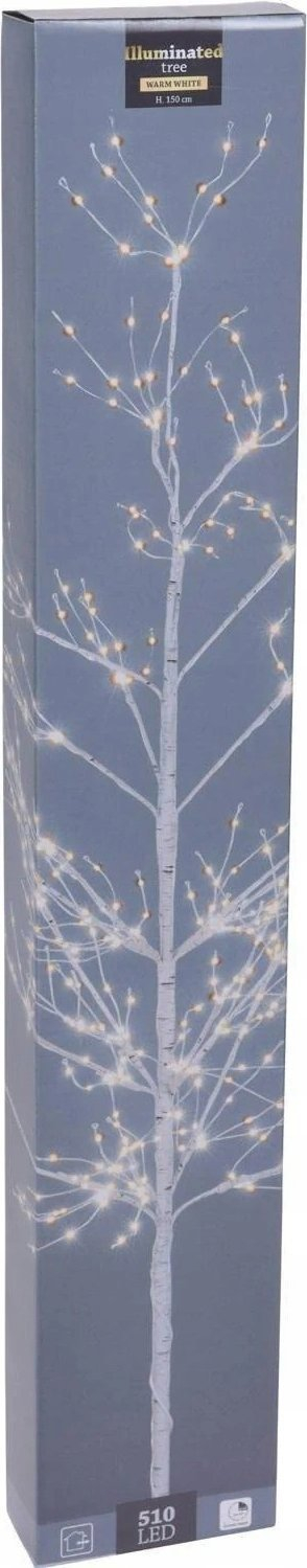 Pemë dekorative LED Birch, 1.5 m, 510 LED, e bardhë