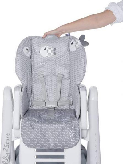 Karrige e naltë Chicco Polly 2 Start, 91-110 cm, me rrota, gri çeliku