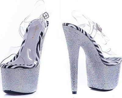 Këpucë me taka të larta High Heels, platformë 17cm, motiv zebre, nr. 37