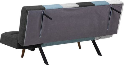 Divan-krevat Beliani Ingaro, mekanizëm klik-klak, material poliestër, patchwork gri e blu