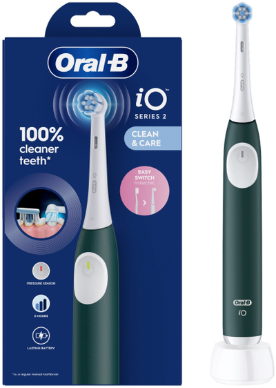 Furçë dhëmbësh elektrike Oral B iO2, me bateri, 1 copë, jeshile e errët