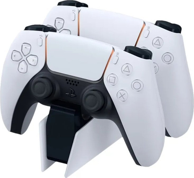 Stacion karikimi Sony PlayStation 5 DualSense, për 2 kontrolle PS5, i bardhë e zi