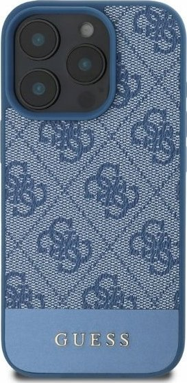 Kapak telefoni Guess 4G PU për iPhone 16 Pro, kornizë e fortë, mbron nga gërvishtjet, blu
