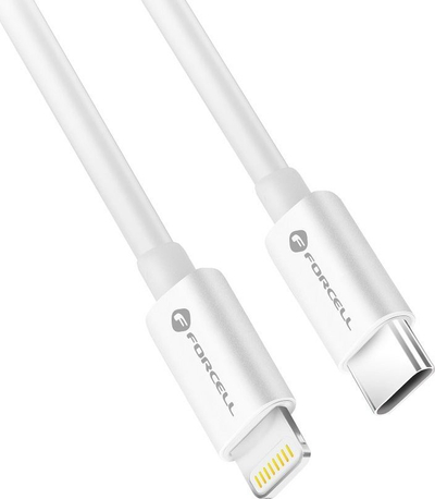 Kabllo Forcell F-energy C901, USB-C me Lightning, 3A 30W PD, 1m, e bardhë