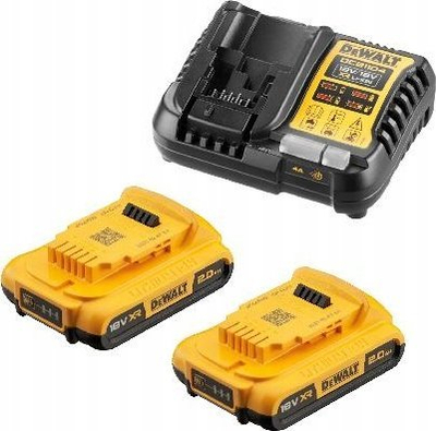 Set bateri dhe karikues DeWALT DCB1104D2, 18V 2Ah, Li Ion, prizë euro