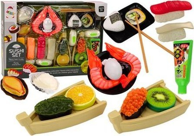 Set lodrash sushi për kalamoj, 24 pjesë, me gjëra kuzhine, shumëngjyrësh