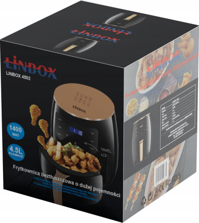 Fritezë ajri Linbox Air Fryer 4.5L, 1400W, e kuqe