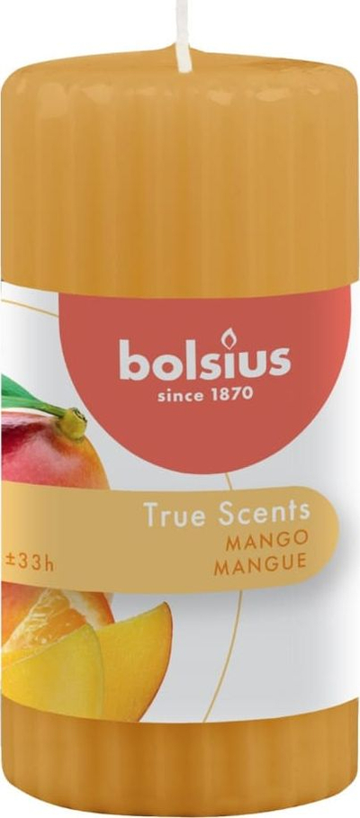 Qirinj me erë Bolsius True Scents Mango, set me 6 copë, 120x58mm, portokalli
