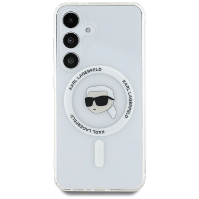 Mbrojtëse telefoni Karl Lagerfeld Button Karl Head, MagSafe, për Samsung Galaxy S25, e bardhë