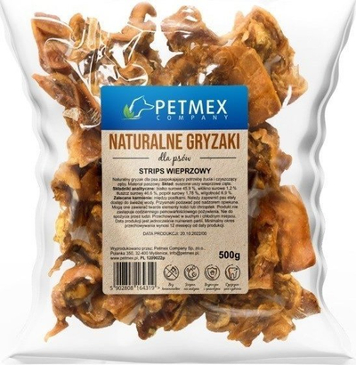 Shkopinj përtypës për qen PETMEX Pork Strips, 500g, pa gluten