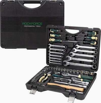 Set veglash Rockforce RF-41101-5, 110 copë, 1/2" 1/4", me kuti plastike