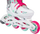 Patina inline Nijdam SK8 Star Girls, rregullueshme, për goca, e bardhë rozë jeshile