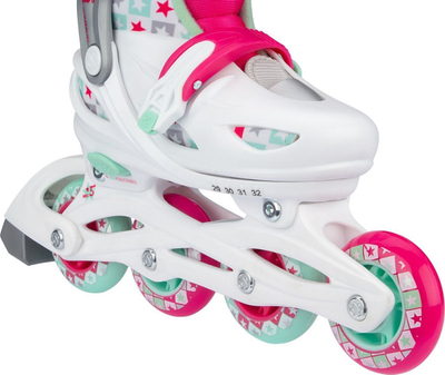 Patina inline Nijdam SK8 Star Girls, rregullueshme, për goca, e bardhë rozë jeshile