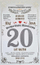 Kartolinë përvjetori martese Card 20th Wedding Anniversary, poster për dekor, dizajn porcelani, shumëngjyrëshe