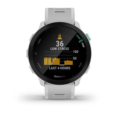 Ora sportive Garmin Forerunner 55, GPS, monitor rrahjesh zemre, e bardhë