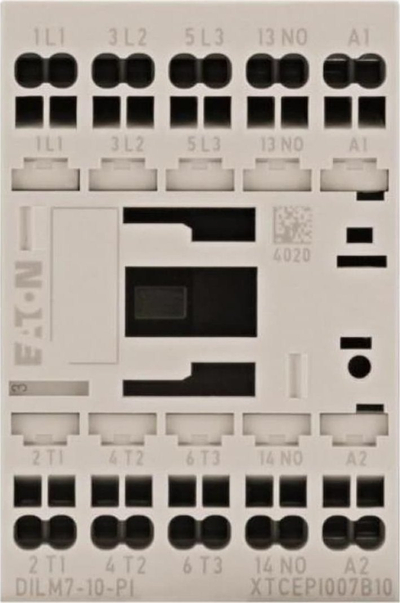 Kontaktor Eaton DILM7-10, spirale 24V AC, 3 pole 3kW, 1 NO, gri