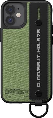 Maskë telefoni Diesel Handstrap Utility Twill, për iPhone 12 mini, me rrip dore, e zezë jeshile