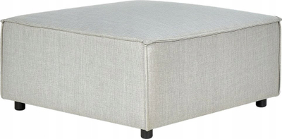 Tabure Ottoman Grey Linen, katror, i veshur me cohë lino, gri neutrale