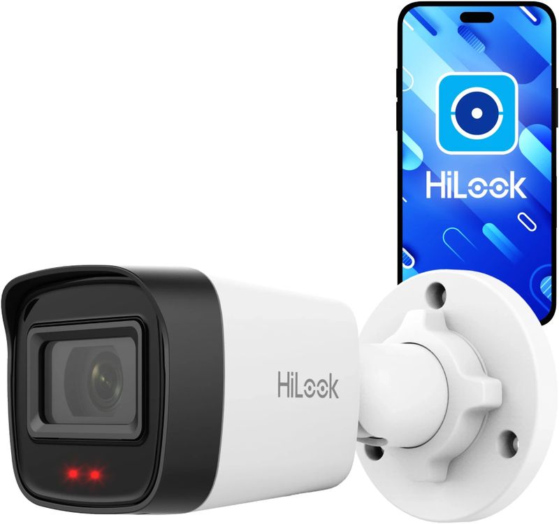 Kamerë IP Hikvision HiLook IPC-B141H-C, 4MP, 2.8mm, IR 20m, PoE, IP67, e bardhë