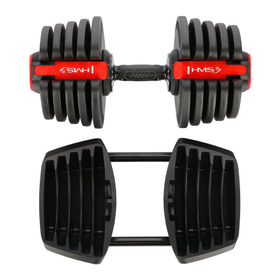 Set shtange dhe hantele HMS SGR40 PRO, peshë që e çon vetë 43.5 kg, 2 në 1, i zi me të kuqe