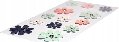 Stikera letre Titanum Flowers With Rhinestone, me lule me gurka, diametër 20–30 mm, ngjyra pastel