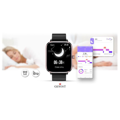 Ora inteligjente Giewont GW230-3, Bluetooth, mat puls, rozë me të zezë