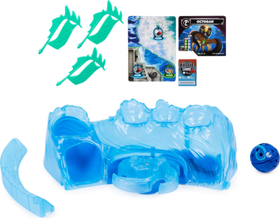 Set lojërash Bakugan Spin Master Octogan Aquatic Clan, playset trajnimi, karta koleksionuese, blu
