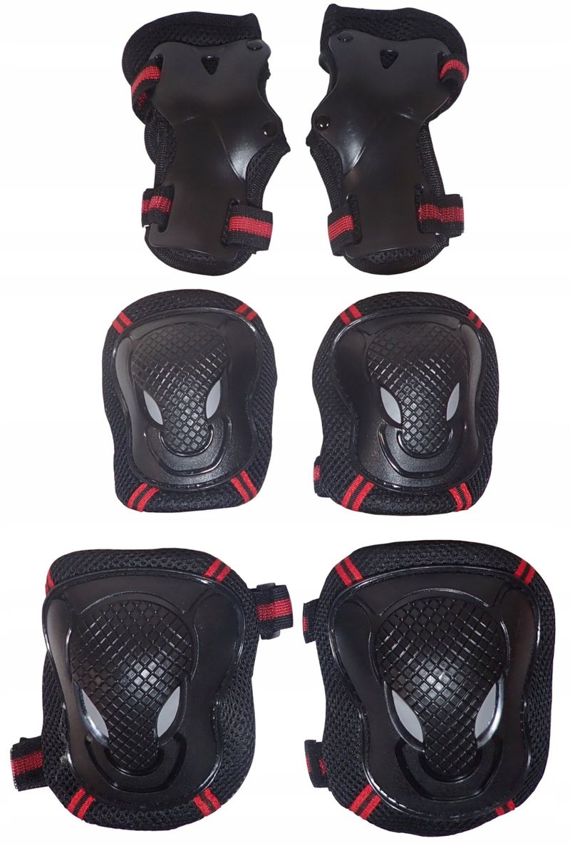 Set mbrojtës Kubisport 3 në 1, për patina skateboard biçikletë, madhësia XL, i zi