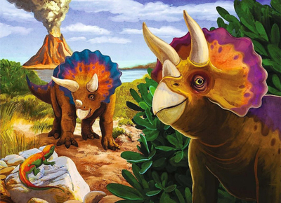 Puzzle Trefl MiniMaxi Discover the World, 20 copa, dinosaurë, me ngjyra