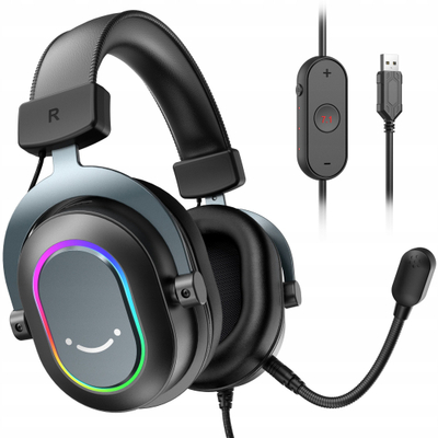 Kufje gaming Fifine H6 AmpliGame, 7.1 surround, USB, me RGB, të zeza