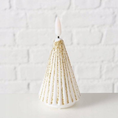 Декоративна свеќа Boltze Home TORIS, форма елка, LED, 12 cm, златна боја