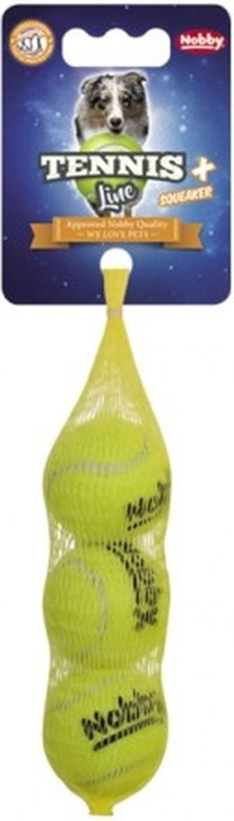 Топка за кучиња Nobby Pet Tennis Ball, со звук сквик, во повеќе бои