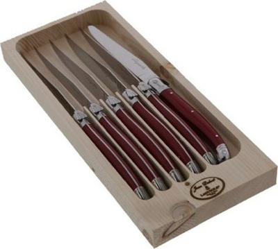 Set thikash Jean Dubost Laguiole Tradition, 6 copë, dorezë akrilike, e kuqe