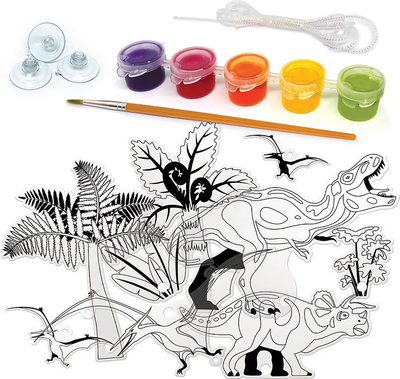 Креативен сет DinosArt Suncatchers, сликање на стакло, мотиви диносауруси, повеќебоен